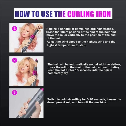 5 in 1 Hot Air Styler - Hair Dryer, Straightener & Curler | TP-5+1 Salon Styler